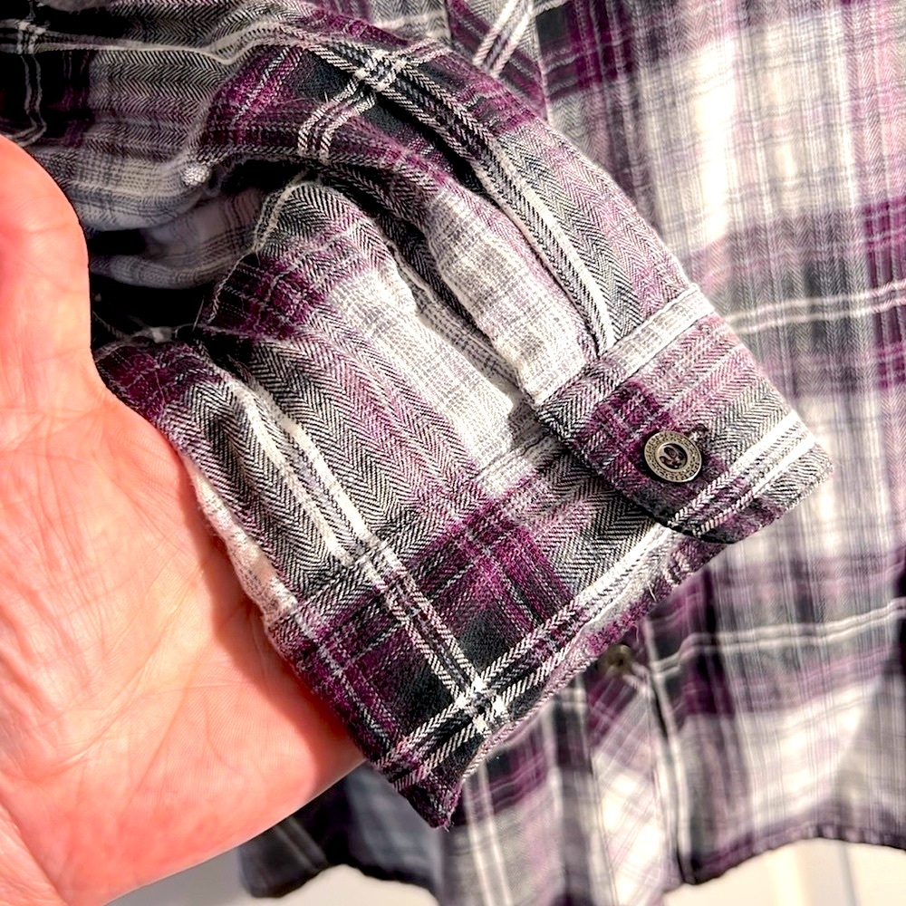 NWT 🤠 DRESS BARN PURPLE/PINK/WHITE COTTON PLAID BUTTON DOWN SHIRT Women’s 1X - Picture 7 of 10